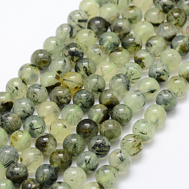 Natural Prehnite Beads Strands, Round, Grade AB
