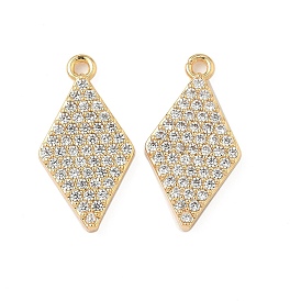 Латунные микропаве прозрачные подвески с фианитом, ромб