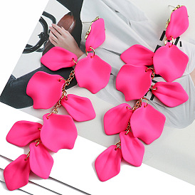 Acrylic Rose Petal Tassel Earrings - Elegant and Sophisticated Jewelry for Women