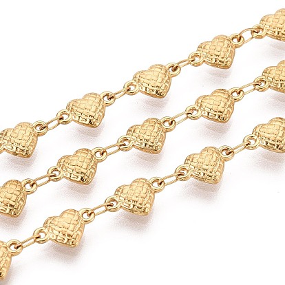 5м 304 цепочки из нержавеющей стали с текстурированными сердечками, пайки, с катушкой, ионное покрытие (ip)