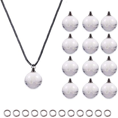 DIY Necklaces Making, with Alloy Glass Pendants and Leather Necklace Making, Brass Open Jump Rings