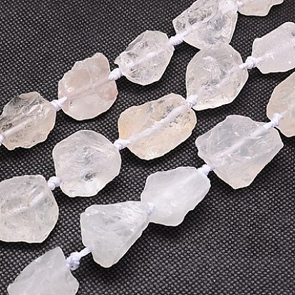 Natural Quartz Crystal Strands, Nuggets, 18~35x15~26x9~21mm, Hole: 1mm