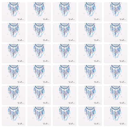 100ПК тканая паутина/сетка с бумажными карточками для демонстрации ювелирных изделий с перьями, для демонстрации сережек и ожерелий, прямоугольные