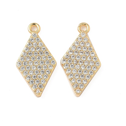 Латунные микропаве прозрачные подвески с фианитом, ромб