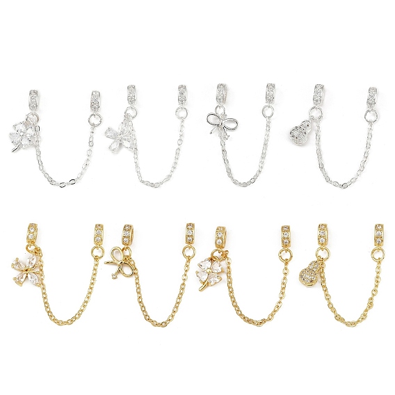 Латунные паве прозрачные кубические цирконии европейские защитные цепи с подвесками, долговечный, стойки покрытие