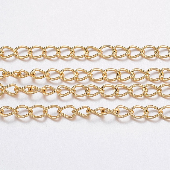 Ion Plating(IP) 304 Stainless Steel Curb Chains, with Spool, for Jewelry Making, Soldered