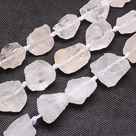 Natural Quartz Crystal Strands, Nuggets, 18~35x15~26x9~21mm, Hole: 1mm