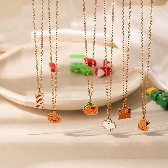 Хэллоуин 304 эмалированные подвески из нержавеющей стали для женщин, золотые