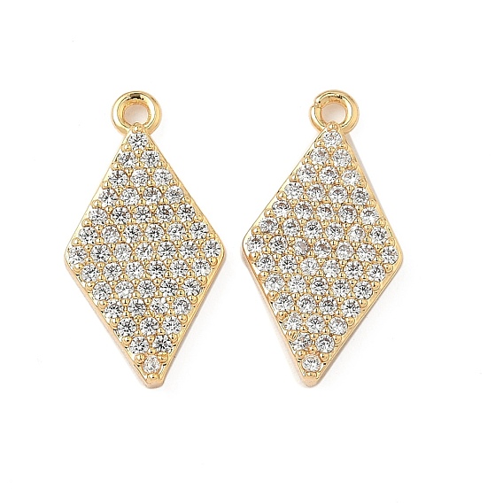 Латунные микропаве прозрачные подвески с фианитом, ромб
