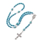 Synthetic Turquoise Necklaces, Alloy Cross Pendants