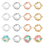 Alloy Kitten Open Back Bezel Links, for DIY UV Resin, Epoxy Resin, Pressed Flower Jewelry, Cadmium Free & Lead Free, Flat Round with Heart & Star