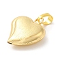 Brass Pendants, Long-Lasting Plated, Lead Free & Cadmium Free, Heart Charm