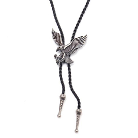 Collar de lazo de águila de aleación con cordón de cuero de pu para hombres y mujeres