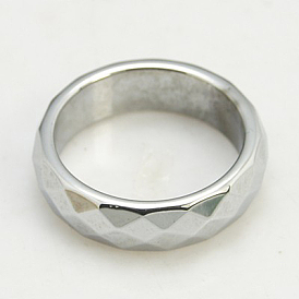 Fashion Magnetic Synthetic Hematite Wide Band Rings, 17mm