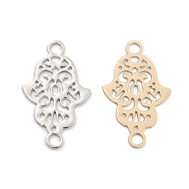 Long-Lasting Plated Brass Links Connector Charms, Religion Hollow Hamsa Hand