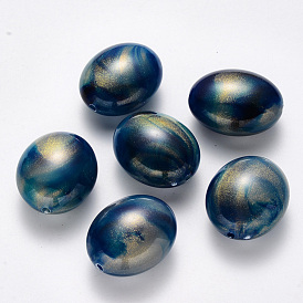 Perles acryliques de pierres fines d'imitation, avec de la poudre de paillettes, ovale