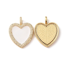 Rack Plating Brass Micro Pave Cubic Zirconia Pendants, with Enamel, Long-Lasting Plated, Cadmium Free & Lead Free, Heart