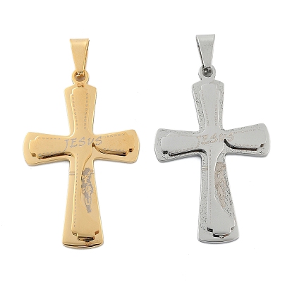 304 подвески из нержавеющей стали, крест с Иисусом слово, вакуумные покрытия, лазерная резка