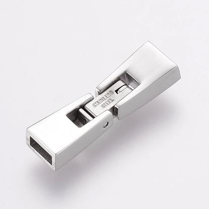 304 Stainless Steel Fold Over Clasps, Ion Plating (IP), Rectangle