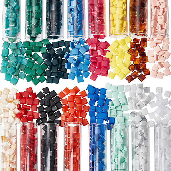 1120Pcs 16 Colors Opaque Acrylic Slide Charms, Square