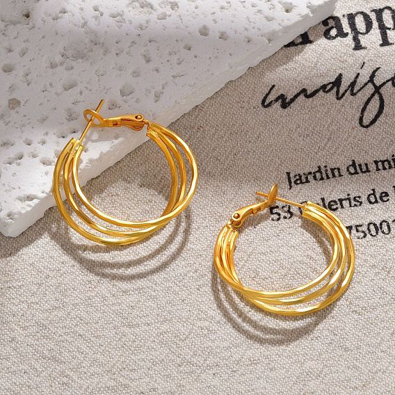 Тройные серьги-кольца из латуни для женщин, матовый стиль