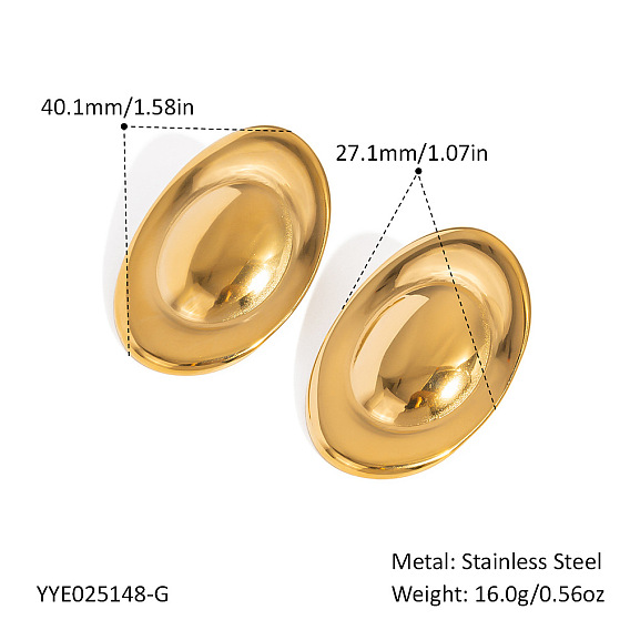 Европейские 304 овальные серьги-гвоздики из нержавеющей стали для женщин