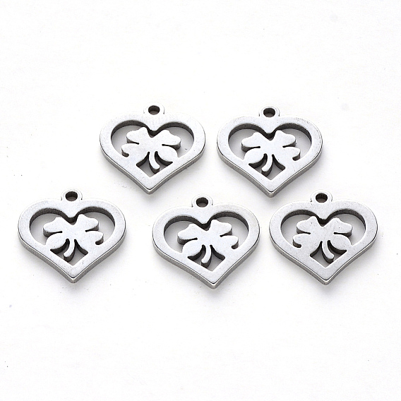 201 прелести нержавеющей стали, лазерная резка, сердце кольцо с клевером