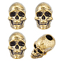 4pcs perles européennes en laiton, crane, perle avec trou grande
