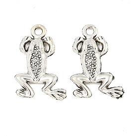 Tibetan Style Alloy Frog Pendants, Lead Free & Cadmium Free, 21x13x3mm, Hole: 2mm, about 500pcs/500g