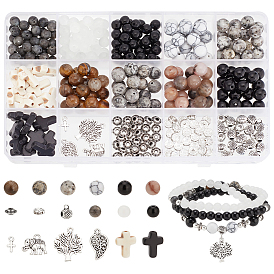 Набор для изготовления ювелирных изделий своими руками, включая натуральные и смешанные драгоценные камни и стеклянные бусины, Подвески из сплава 