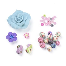 Handmade Polymer Clay & Porcelain Beads, Mixed Shapes