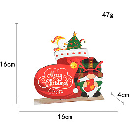 Christmas Sock with Santa Claus Wooden Display Decorations, for Christmas Party Gift Home Decoration