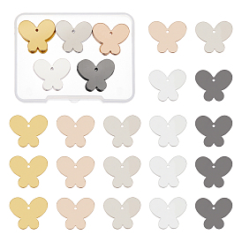 BENECREAT 30Pcs 5 Colors Brass Pendants, Stamping Blank Tag, Butterfly