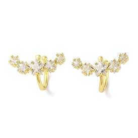 Brass Cuff Earrings, with Clear Cubic Zirconia for Women, Star