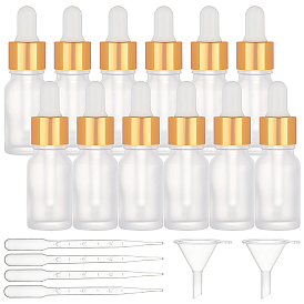 10ml Frosted Glass Bottle, with Long Thin Dropper, Disposable Plastic Dropper, Mini Transparent Plastic Funnel Hopper