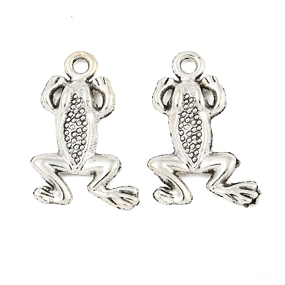Tibetan Style Alloy Frog Pendants, Lead Free & Cadmium Free, 21x13x3mm, Hole: 2mm, about 500pcs/500g