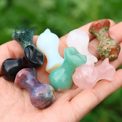 Natural & Synthetic Gemstone Vase Figurines Statues for Home Office Desktop Decoration