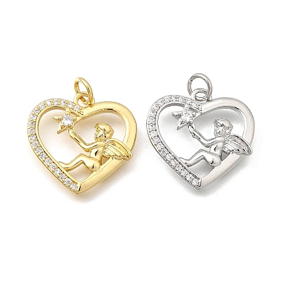 Латунные микро проложить кубического циркония подвески, без кадмия и без свинца, подвески в виде сердца и ангела, с целью перехода в кольце