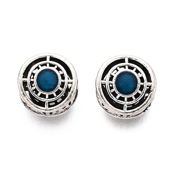 Тибетский стиль сплава эмали европейские шарики, бусины с большим отверстием, плоский круглый со словом я тебя люблю