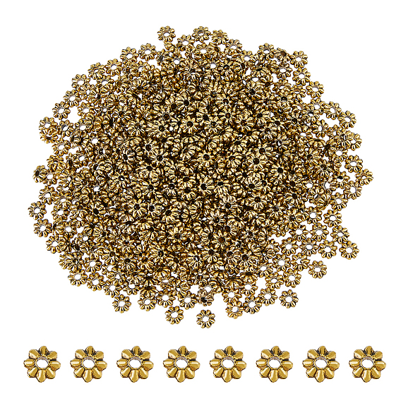 600шт. бусины-разделители в виде цветка из сплава в тибетском стиле, без кадмия и без свинца