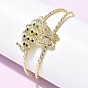 Латунь микро проложить кубического циркония манжеты браслеты, браслеты с крутящим моментом для женщин, павлин и бабочка