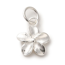 925 Sterling Silver Flower Charms, with Jump Rings