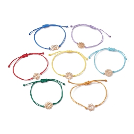7 pcs 7 ensemble de bracelets à maillons chakra en alliage de style, bracelets réglables en perles tressées