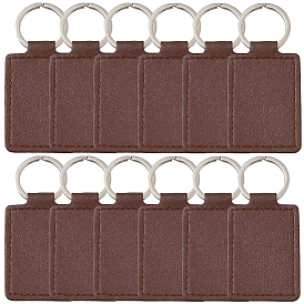 Брелок-подвеска из искусственной кожи с вырезом и отверстием 12шт., с кольцом из сплава платинового тона