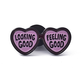 Looking Good Feeling Good Enamel Pin, Moon & Star Double Heart Alloy Enamel Brooch for Backpacks Clothes Bags, Electrophoresis Black