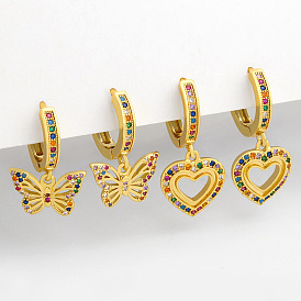 Bold and Creative Heart-shaped Earrings for Women with Butterfly Design and Tassel Detailing