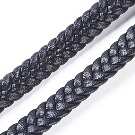 Micro Fiber Imitation Leather Cord, Flat Braided Leather Cord, for Bracelet & Necklace Making