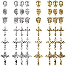 48шт. 12 стили наборы для самостоятельной сборки подвесок и фурнитуры из сплава, овальный и крест