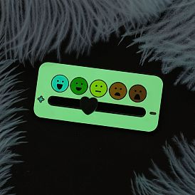 Luminous Alloy Enamel Brooch, Rectangle with Mood Icon