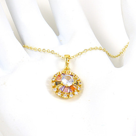 Stylish Octagonal Flower Necklace with Micro-Set Zirconia and Austrian Crystals for Women's Collarbone Chain